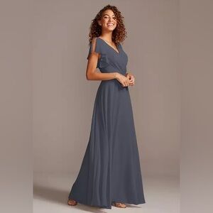 David’s Bridal Celebrate DB Studio Daydream Dress Flutter Sleeve Full Skirt Sz 0